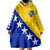 Bosnia and Herzegovina Wearable Blanket Hoodie Flag and Coat of Arms Hoodie – Unique Combination Design