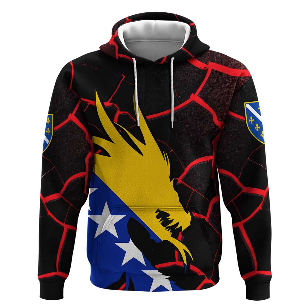 Bosnia and Herzegovina Flag Hoodie with Dragon Shape - Fusion of National Pride & Sports Spirit