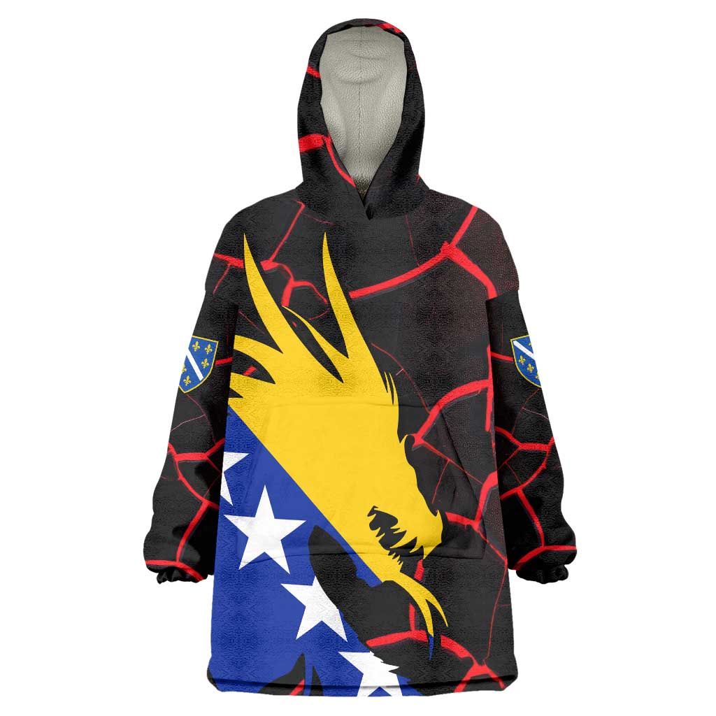 Bosnia and Herzegovina Flag Wearable Blanket Hoodie with Dragon Shape - Fusion of National Pride & Sports Spirit