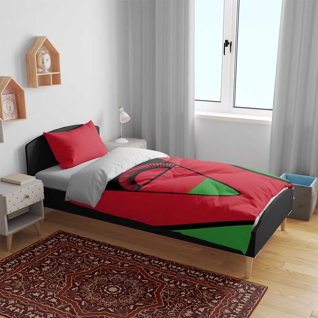 Malawi Flag Bedding Set Colors Blended with National Emblem - Symbolic Design