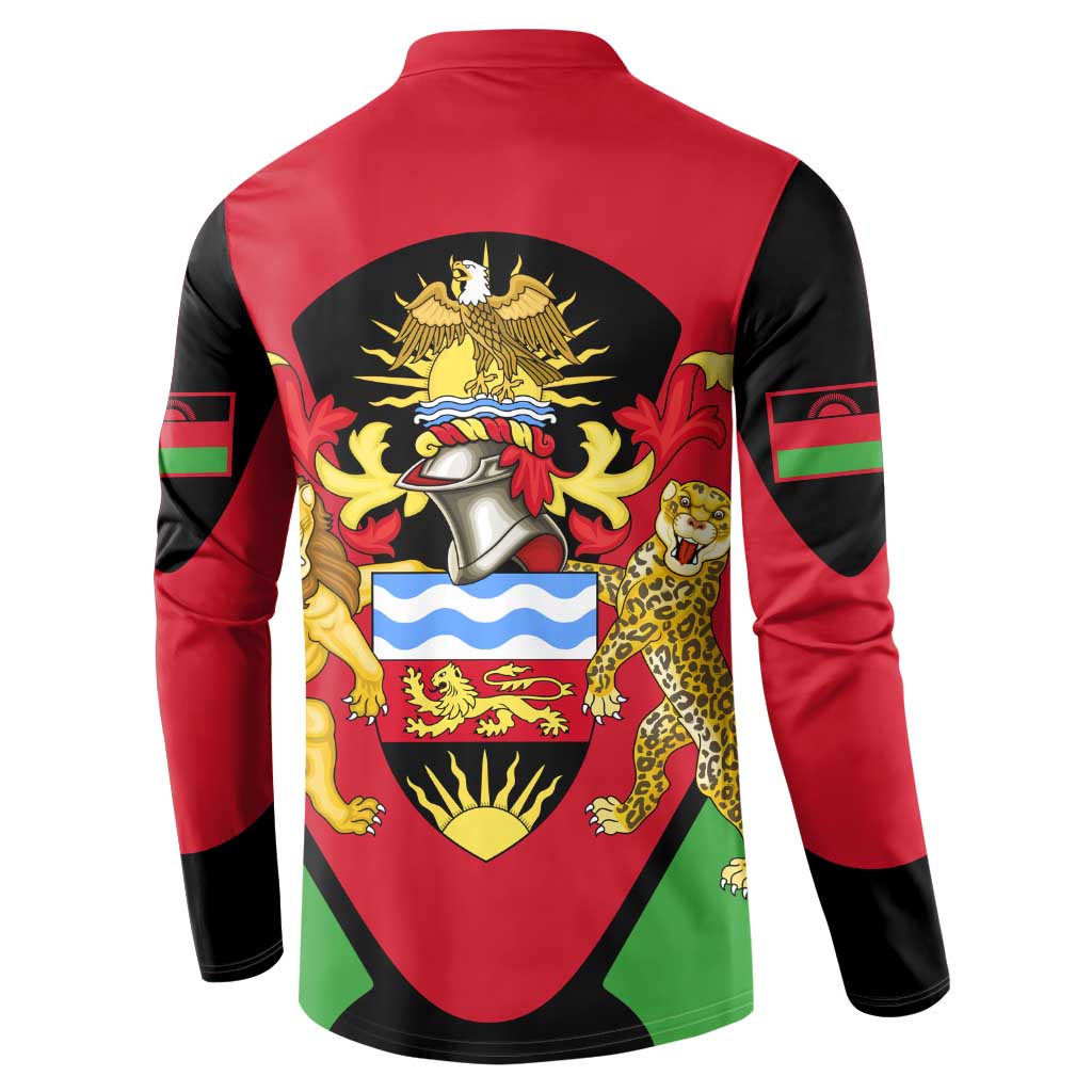 Malawi Flag Button Sweatshirt Colors Blended with National Emblem - Symbolic Design
