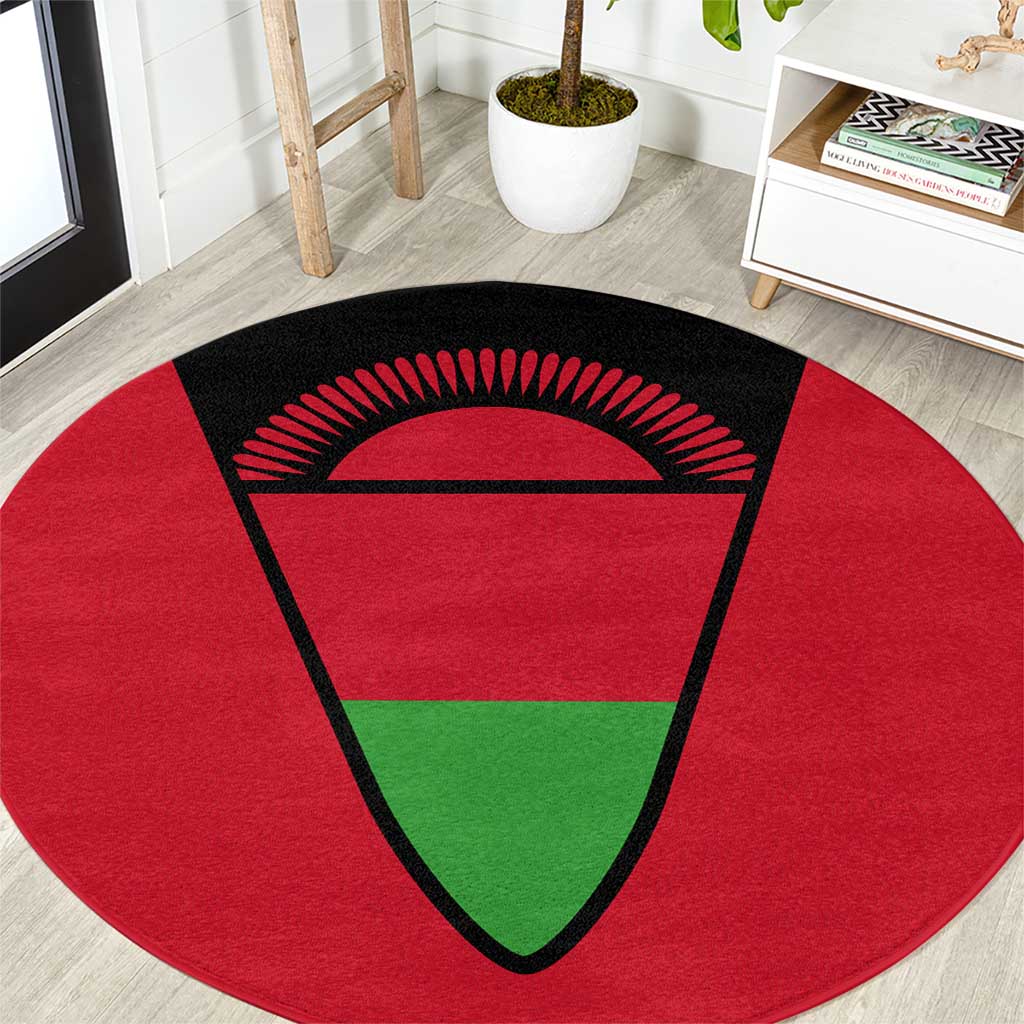 Malawi Flag Round Carpet Colors Blended with National Emblem - Symbolic Design