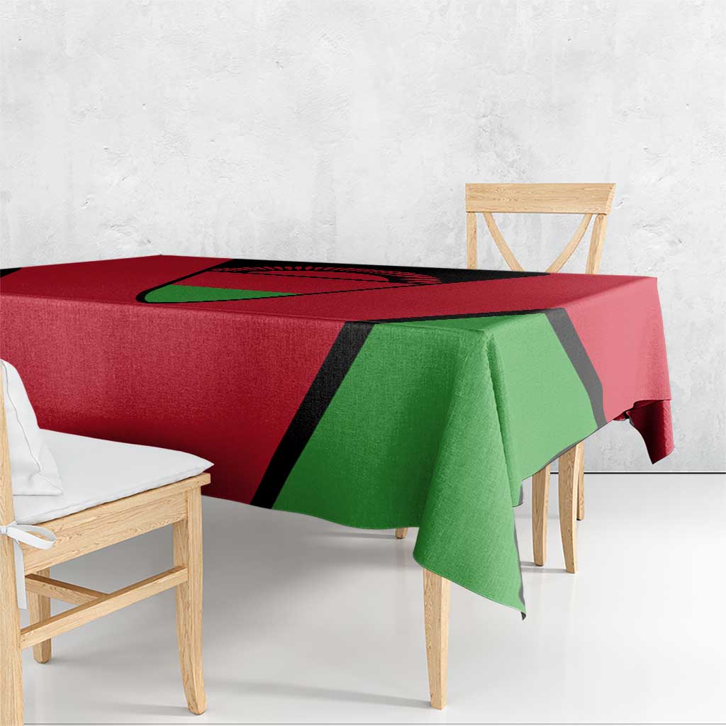 Malawi Flag Tablecloth Colors Blended with National Emblem - Symbolic Design