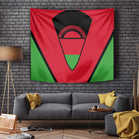 Malawi flag tapestry with red, green, and black emblem centered