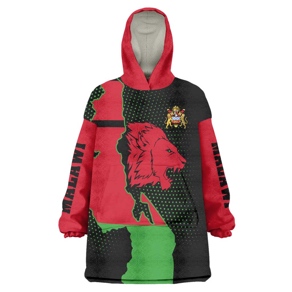 Malawi Map Shaped Lion Wearable Blanket Hoodie Unique Country and Wildlife Fusion Design