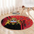 Malawi Patterns Round Carpet Blended with Flag Colors & National Emblem - Cultural Fusion Design