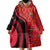 Malawi Patterns Wearable Blanket Hoodie Blended with Flag Colors & National Emblem - Cultural Fusion Design