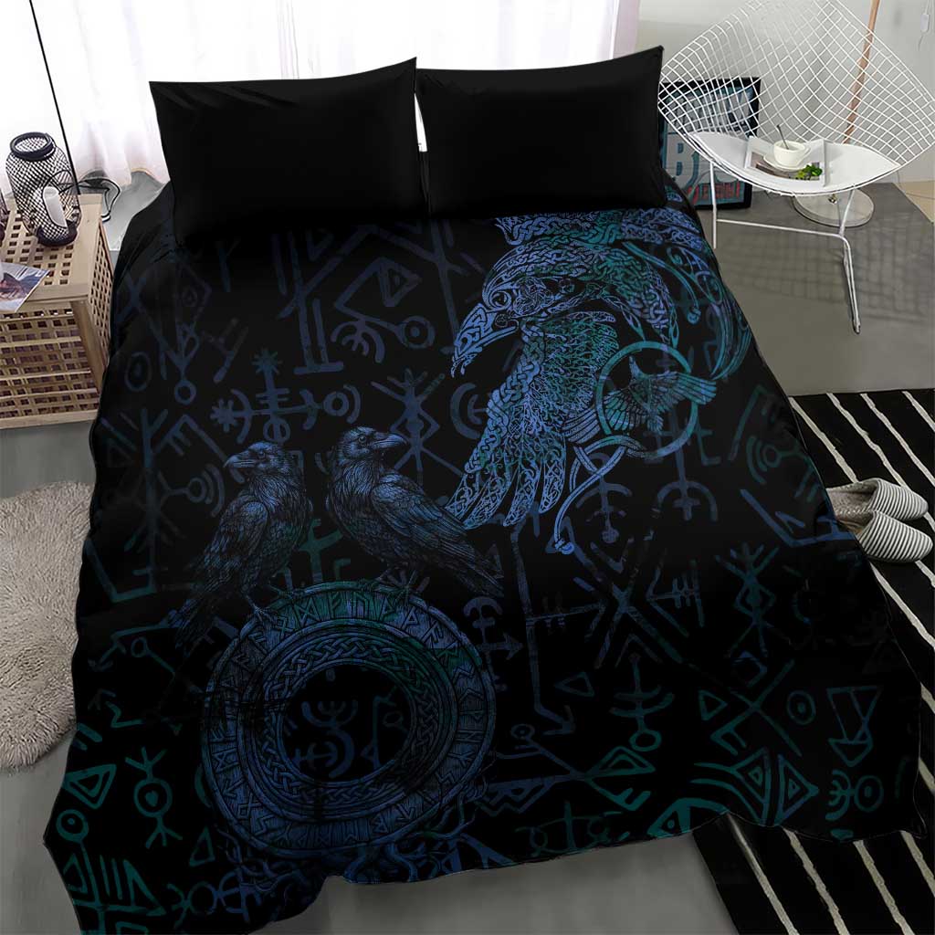 Odin Norse Mythology Bedding Set Viking Rune Art Style