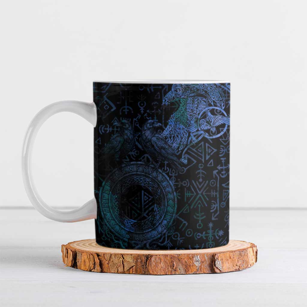 Odin Norse Mythology Ceramic Mug Viking Rune Art Style