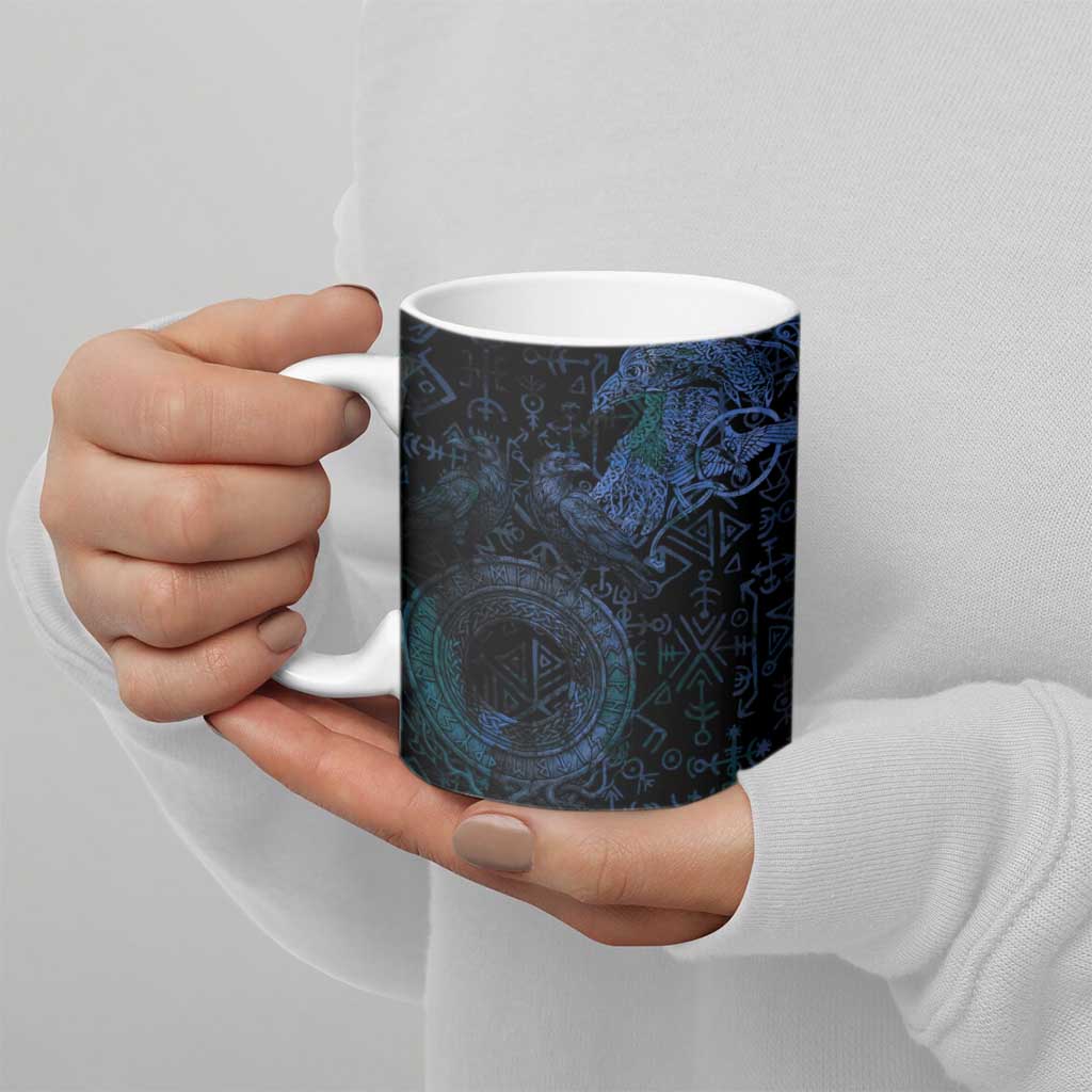 Odin Norse Mythology Ceramic Mug Viking Rune Art Style