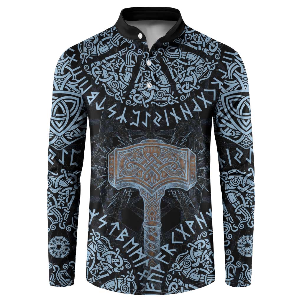 Thor and Jormungandr Norse Mythology Viking Button Sweatshirt Celtic Knot and Rune Art Style