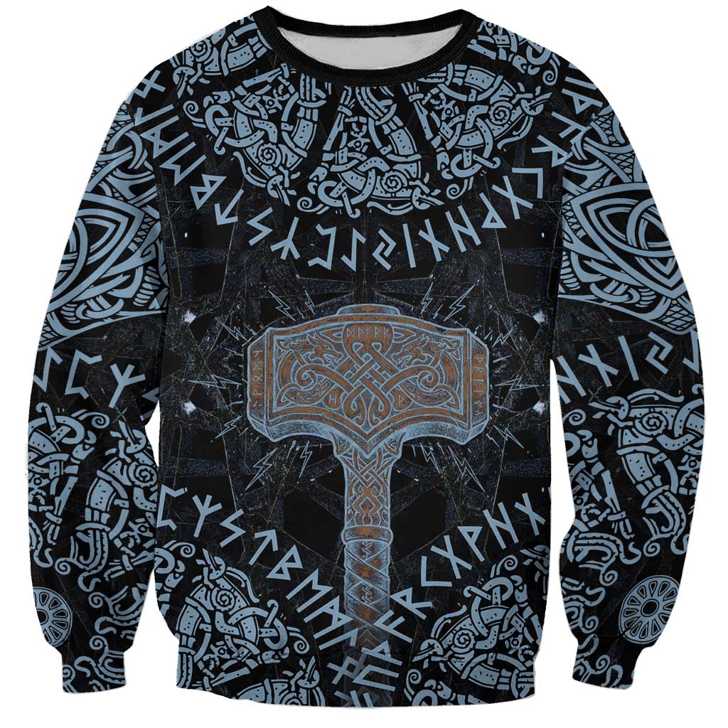 Thor and Jormungandr Norse Mythology Viking Sweatshirt Celtic Knot and Rune Art Style