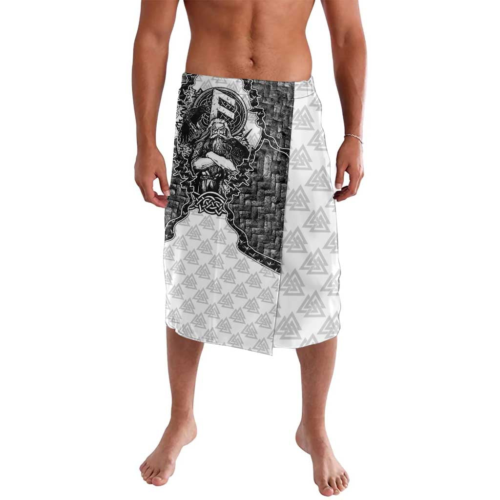 Odin and Skull Warrior Norse Mythology Lavalava Viking Black and White Engraved Stone Art