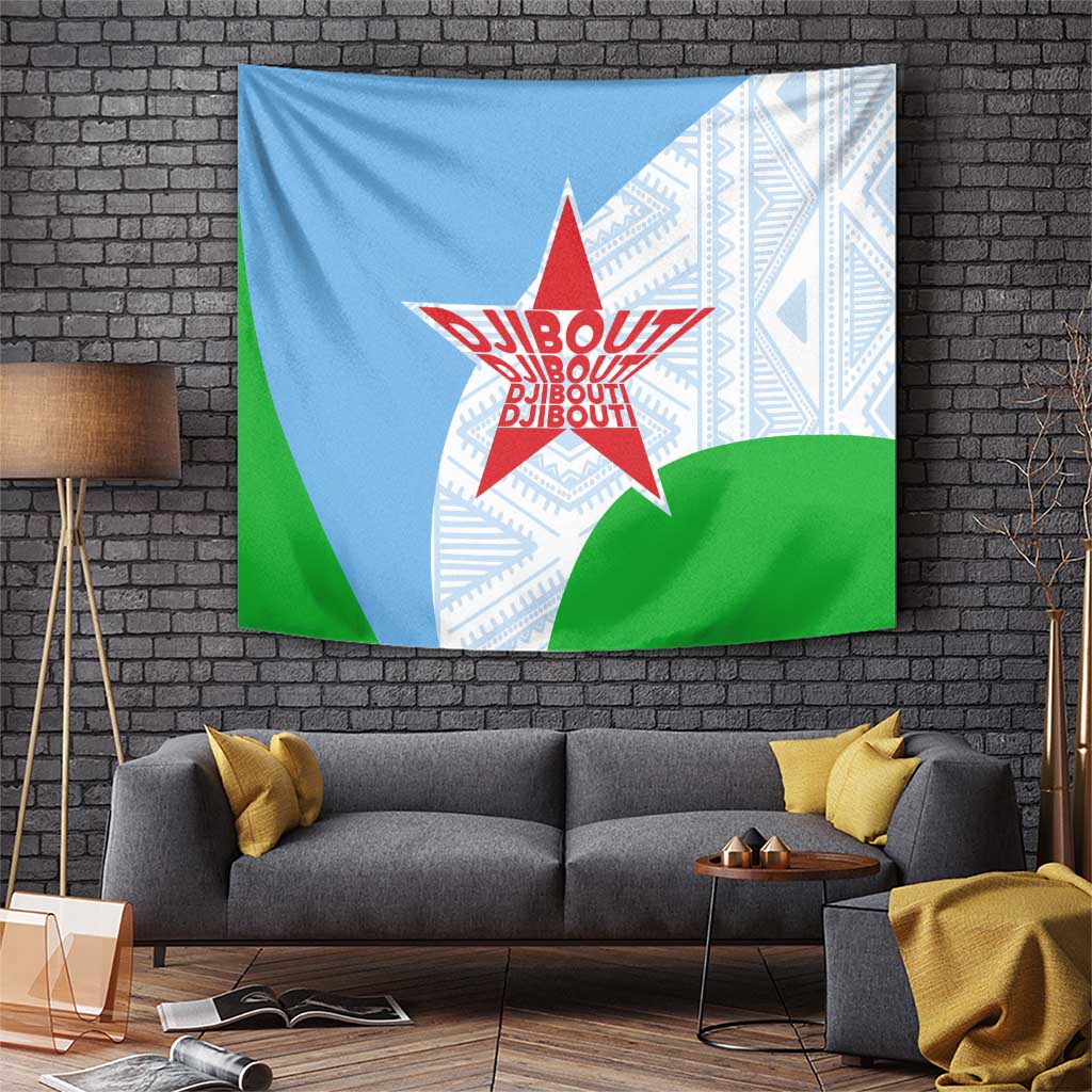 Djibouti Cultural Tapestry National Emblem, Tribal Motifs and Red Star Symbol of Unity