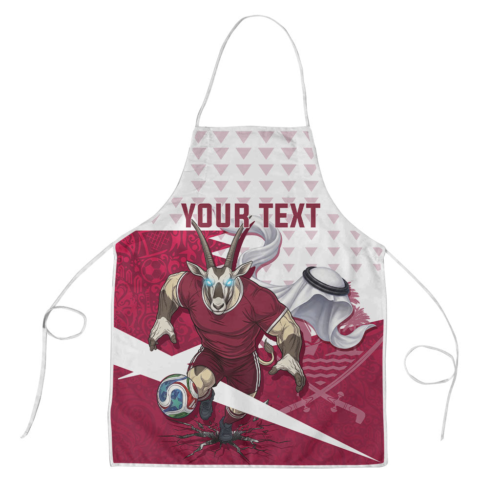 Personalized Qatar Soccer Apron Arabian Oryx Football Mascot - Comic Art Geometric