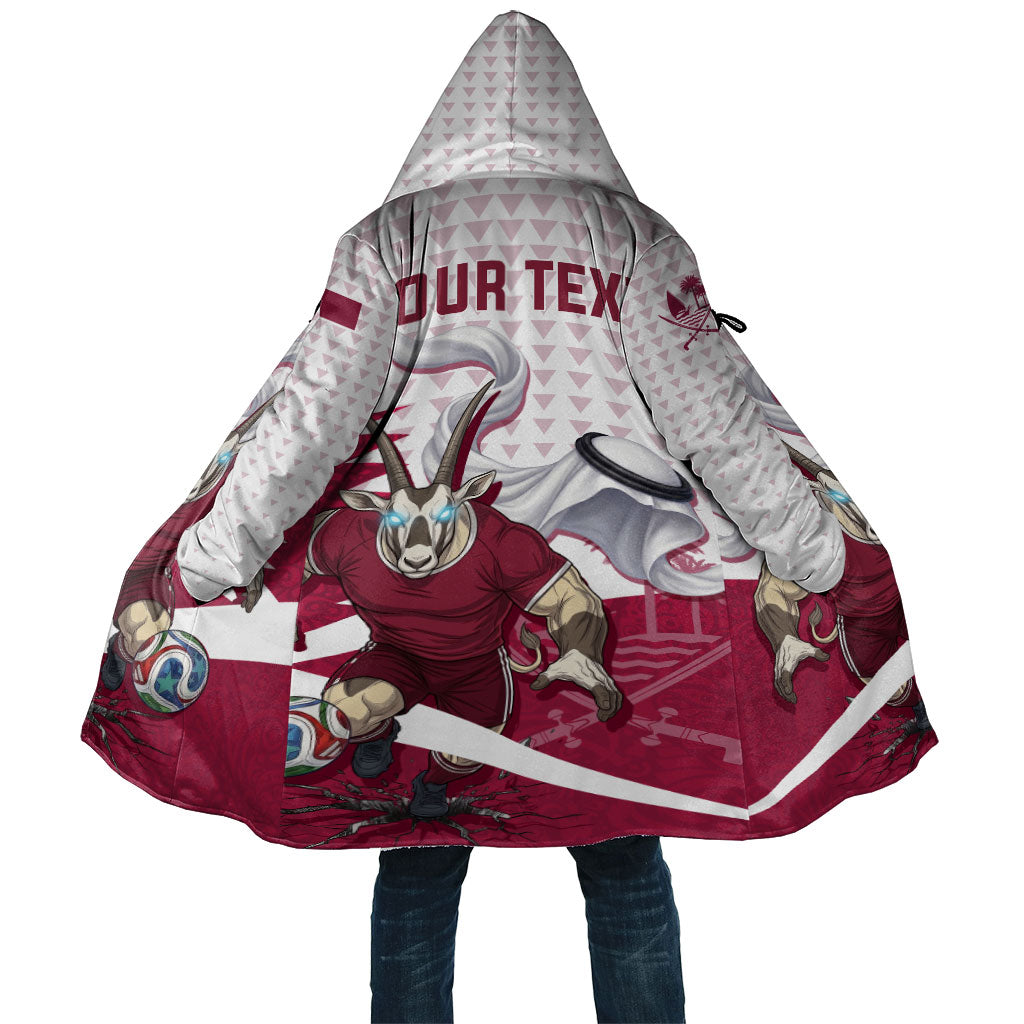 Personalized Qatar Soccer Cloak Arabian Oryx Football Mascot - Comic Art Geometric