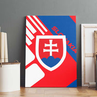Slovakia – Red Blue White Geometric Flag Design Canvas Wall Art with National Crest