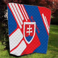 Slovakia flag quilt with blue and red fields, white diagonal stripes, and central shield crest
