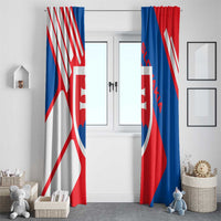 Slovakia – Red Blue White Geometric Flag Design Window Curtain with National Crest