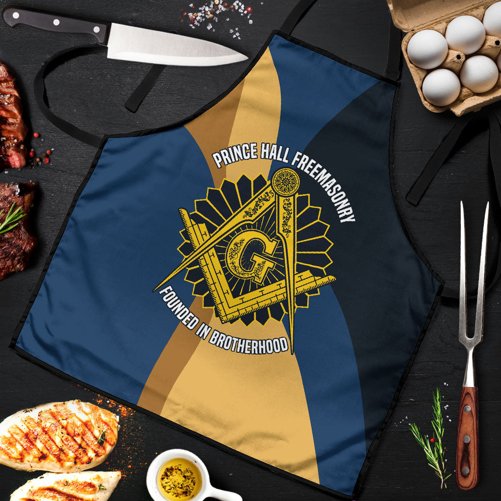 Prince Hall Freemasonry Apron Square and Compasses Gold Blue Geometric