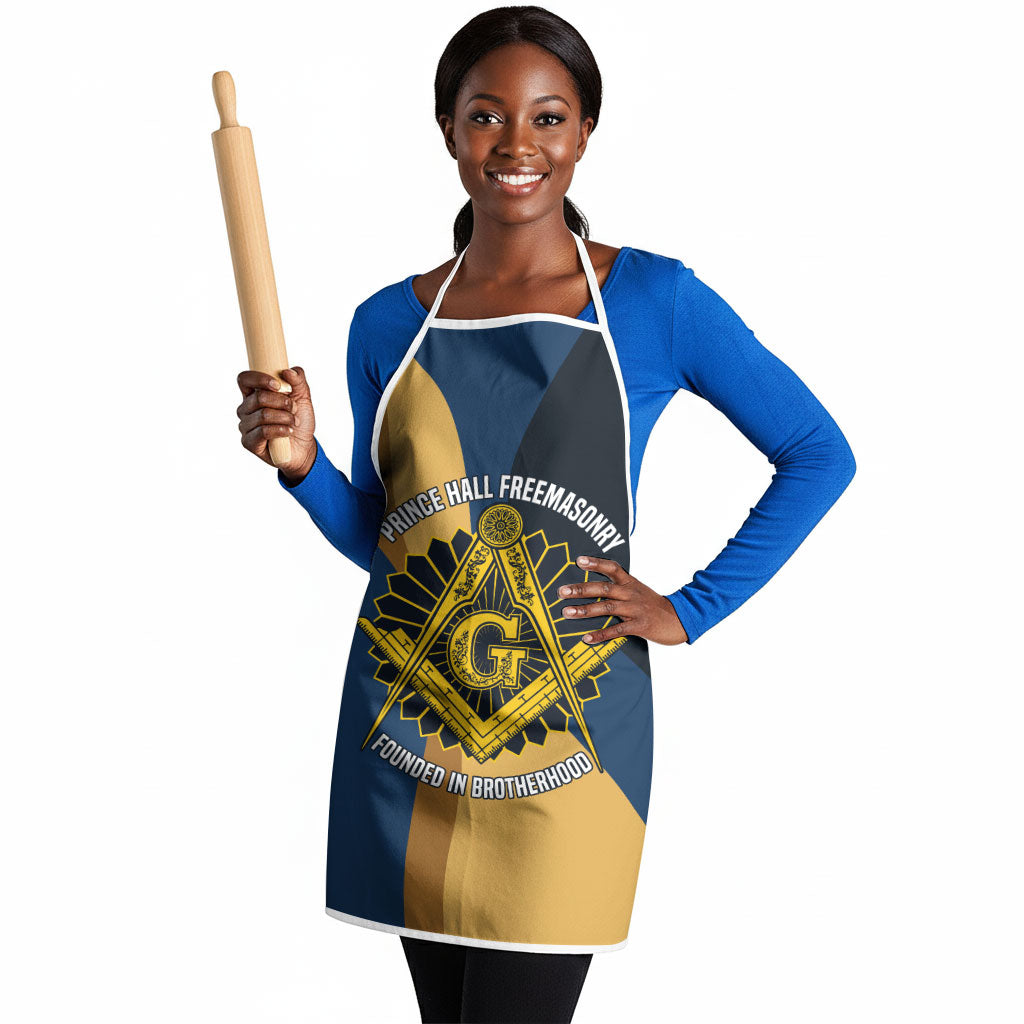Prince Hall Freemasonry Apron Square and Compasses Gold Blue Geometric