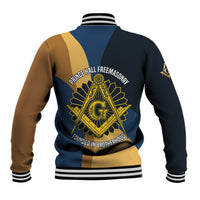 Prince Hall Freemasonry Baseball Jacket Square and Compasses Gold Blue Geometric