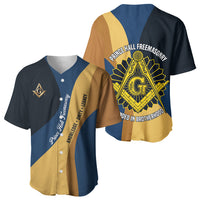 Prince Hall Freemasonry Baseball Jersey Square and Compasses Gold Blue Geometric