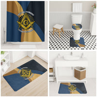 Prince Hall Freemasonry Bathroom Set Square and Compasses Gold Blue Geometric