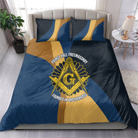 Prince Hall Freemasonry Bedding Set Square and Compasses Gold Blue Geometric