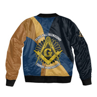 Prince Hall Freemasonry Bomber Jacket Square and Compasses Gold Blue Geometric