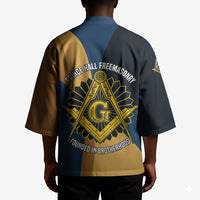 Prince Hall Freemasonry Kimono Square and Compasses Gold Blue Geometric