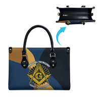 Prince Hall Freemasonry Leather Bag Square and Compasses Gold Blue Geometric