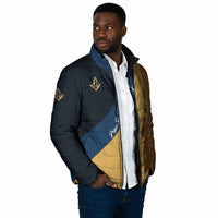 Prince Hall Freemasonry Padded Jacket Square and Compasses Gold Blue Geometric
