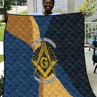 Prince Hall Freemasonry Quilt Square and Compasses Gold Blue Geometric