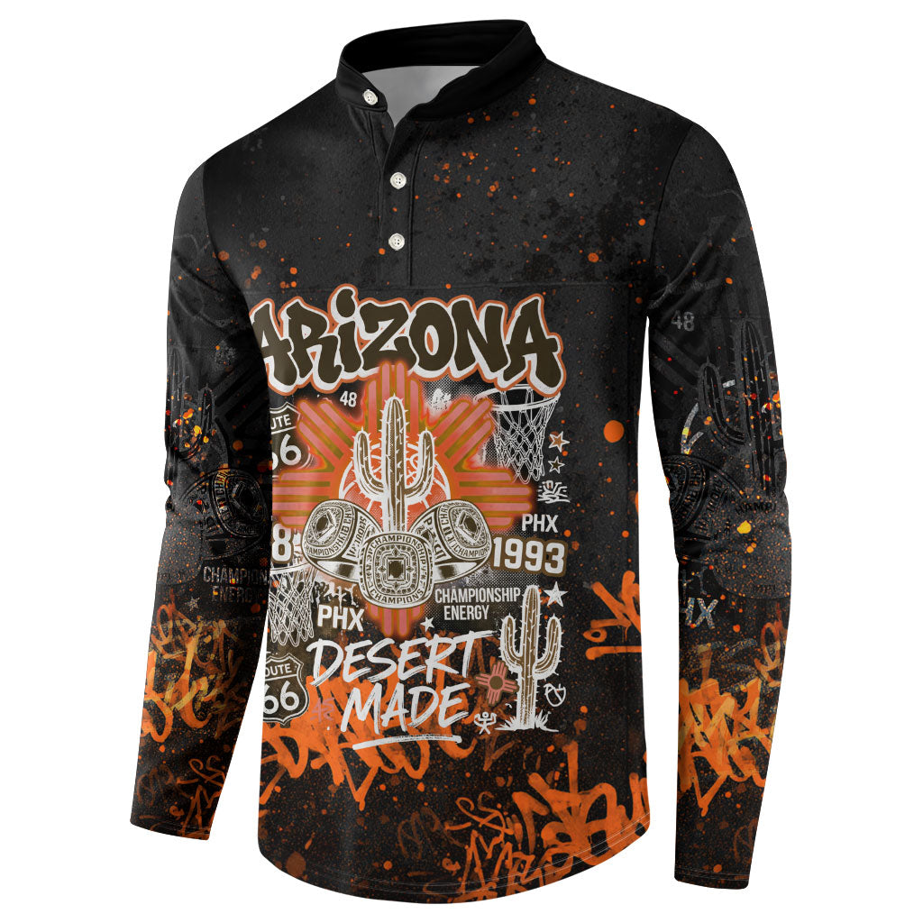 Personalized Arizona Button Sweatshirt Graffiti Street Art Southwest Cactus Route 66 Retro