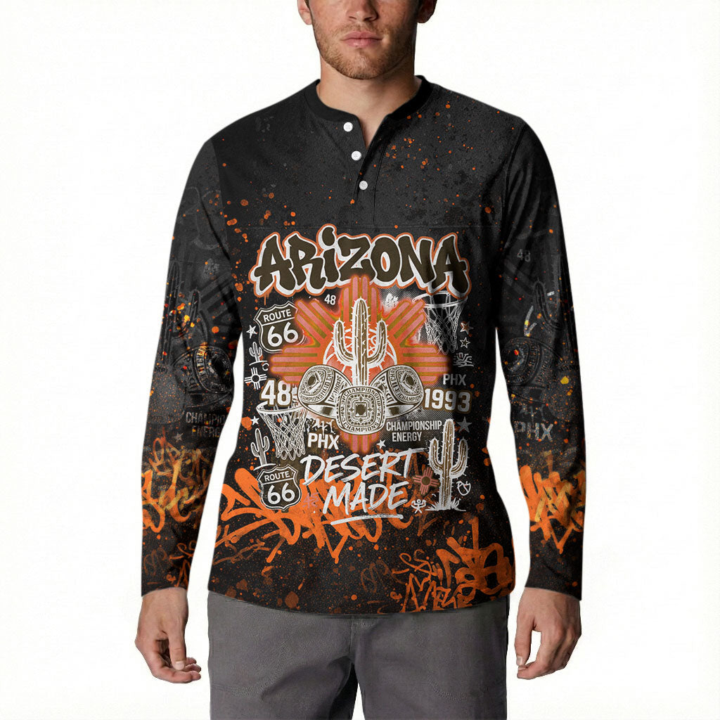 Personalized Arizona Button Sweatshirt Graffiti Street Art Southwest Cactus Route 66 Retro