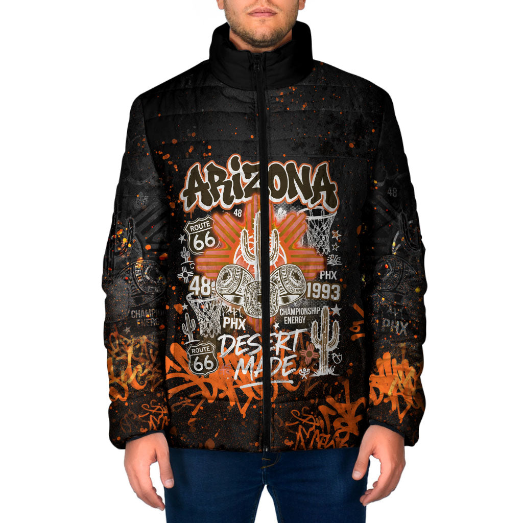 Personalized Arizona Padded Jacket Graffiti Street Art Southwest Cactus Route 66 Retro