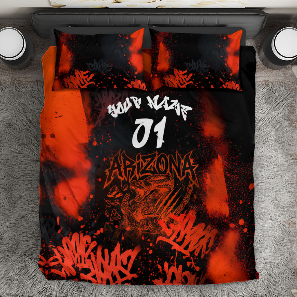 Personalized Arizona Street Graffiti Bedding Set Urban Phoenix Underground Art Phoenix Bird Rattlesnake
