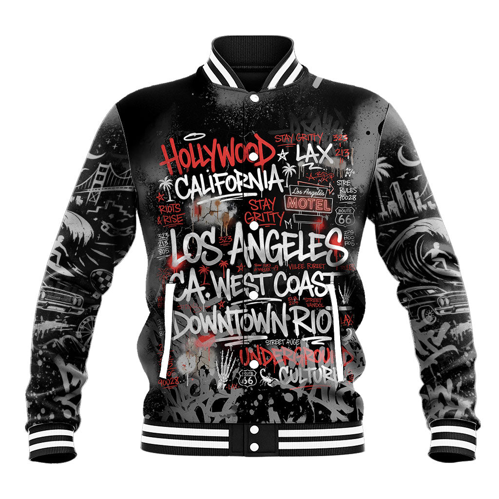 Personalized California West Coast Graffiti Baseball Jacket Urban Los Angeles Street Art - Hollywood LAX