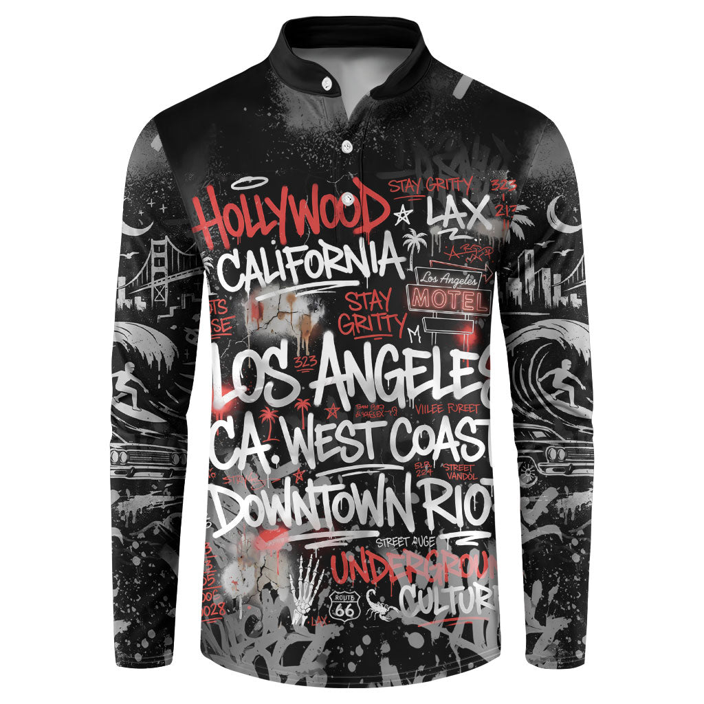 Personalized California West Coast Graffiti Button Sweatshirt Urban Los Angeles Street Art - Hollywood LAX