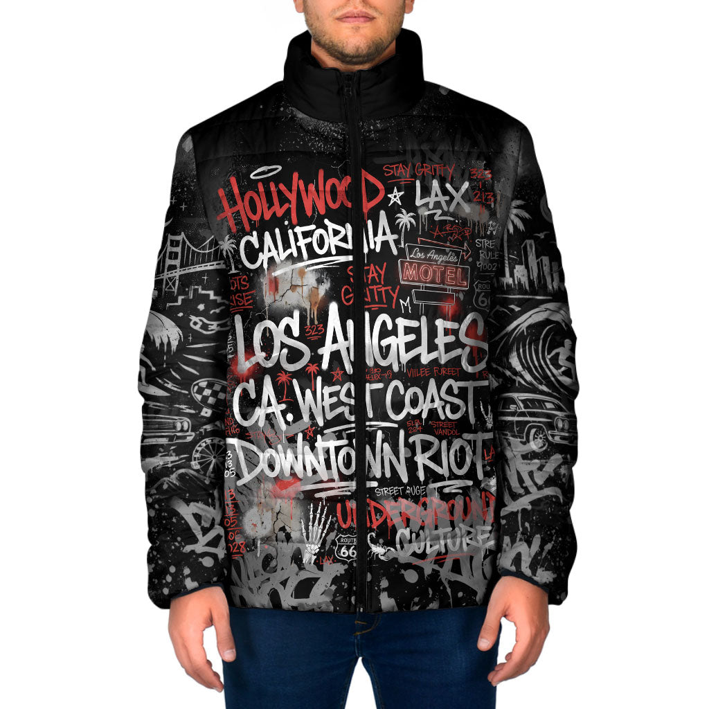 Personalized California West Coast Graffiti Padded Jacket Urban Los Angeles Street Art - Hollywood LAX