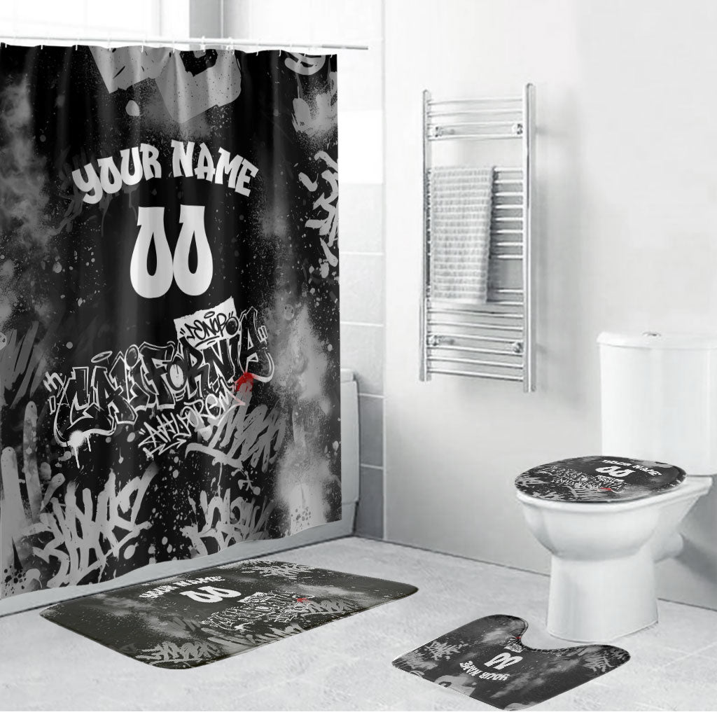Personalized California Street Graffiti Bathroom Set Monochrome Urban Streetwear - Phoenix Bird - West Coast Riot