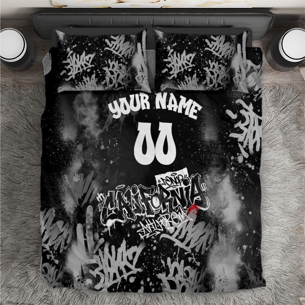 Personalized California Street Graffiti Bedding Set Monochrome Urban Streetwear - Phoenix Bird - West Coast Riot