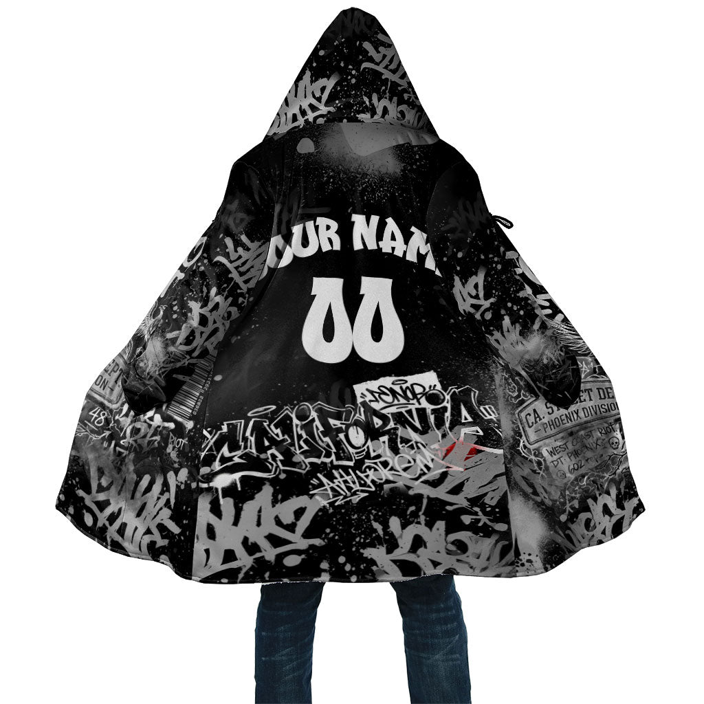 Personalized California Street Graffiti Cloak Monochrome Urban Streetwear - Phoenix Bird - West Coast Riot
