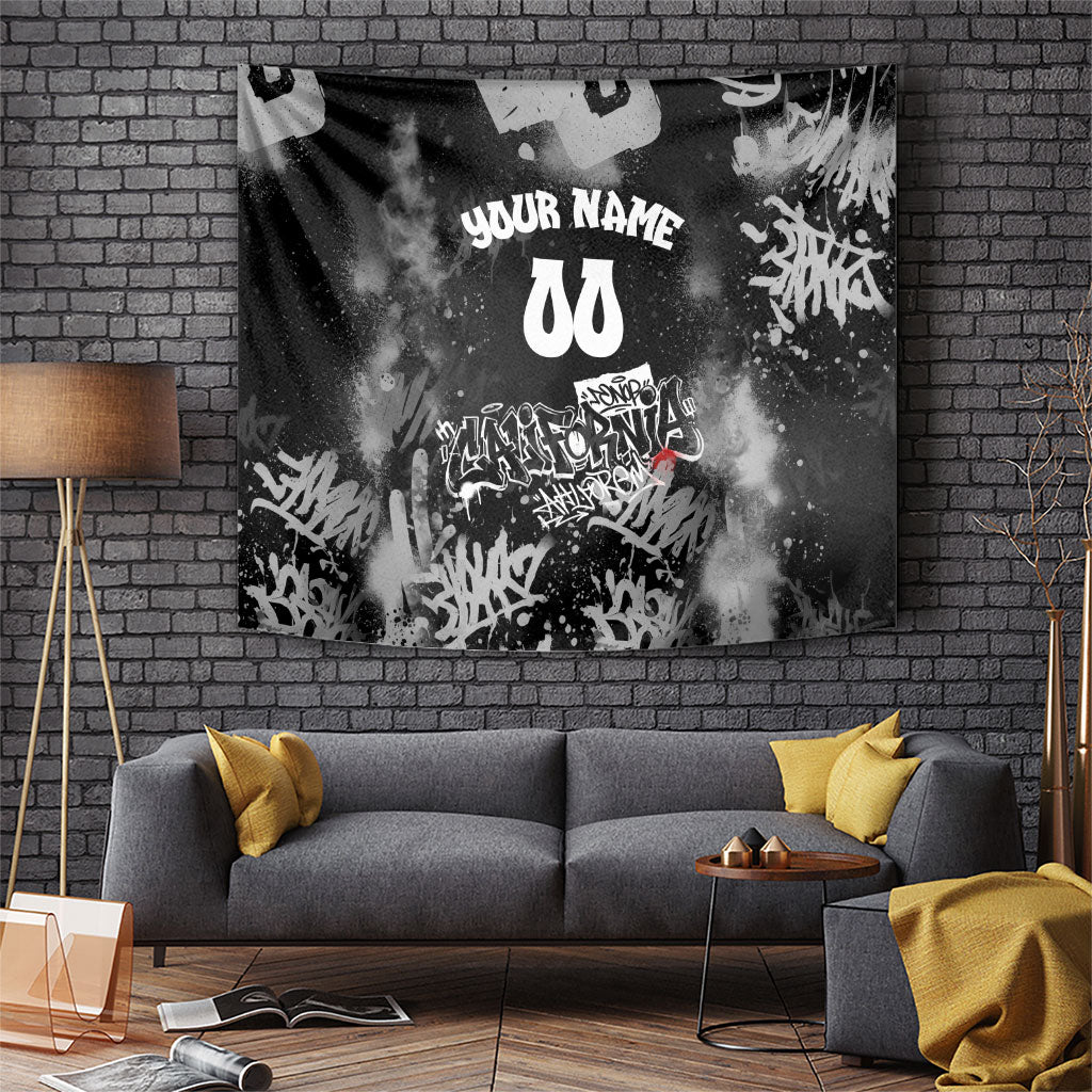 Personalized California Street Graffiti Tapestry Monochrome Urban Streetwear - Phoenix Bird - West Coast Riot
