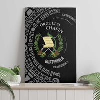 Guatemala National Emblem Canvas Wall Art with Mayan Pattern and Orgullo Chapin Quote Design - Wonder Print Shop