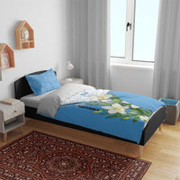 Guatemala White Monja Blanca Flower Bedding Set with Blue Flag Theme and Floral Pattern Design - Wonder Print Shop