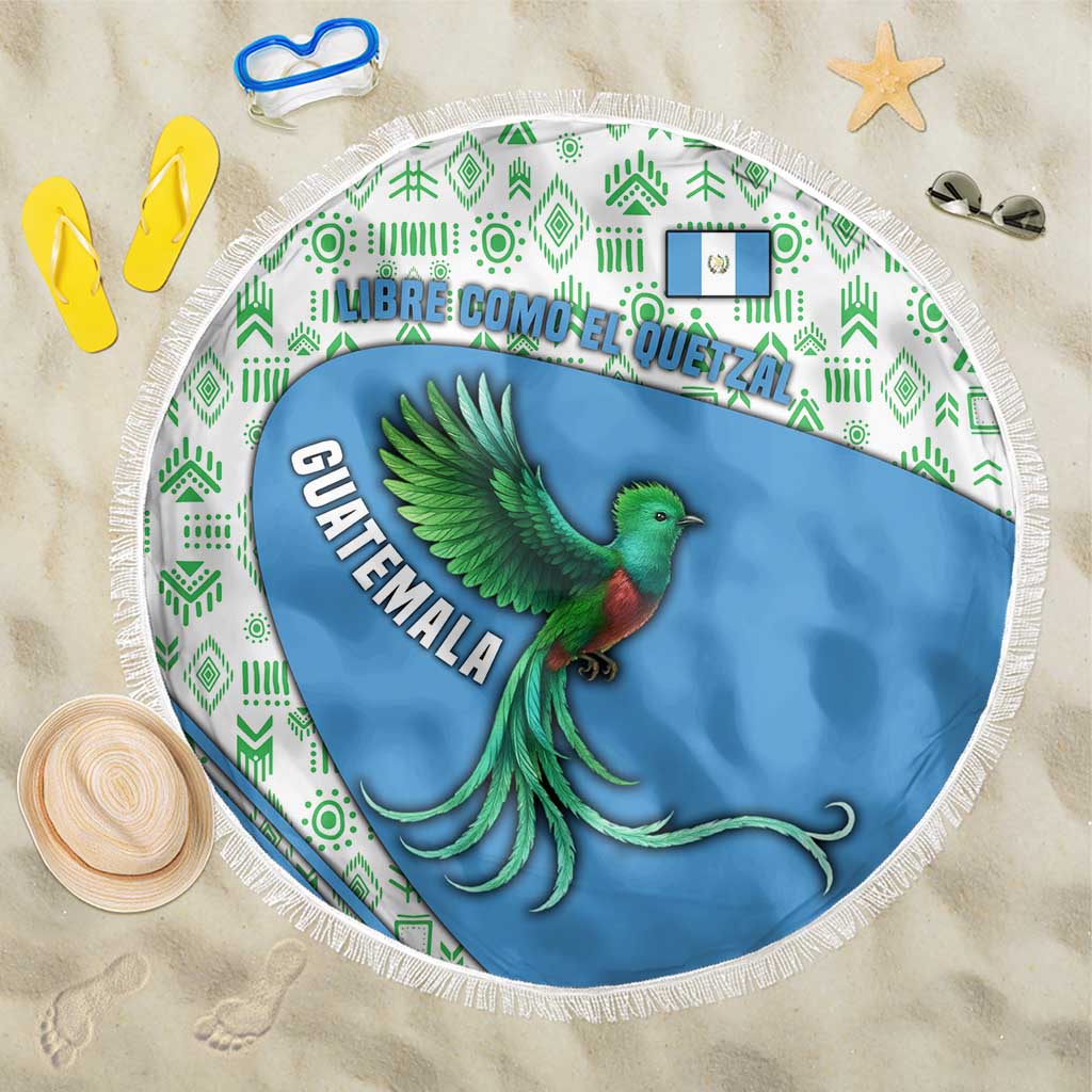Guatemala Quetzal Bird Beach Blanket with Tribal Motif and Libre Como El Quetzal Design - Wonder Print Shop