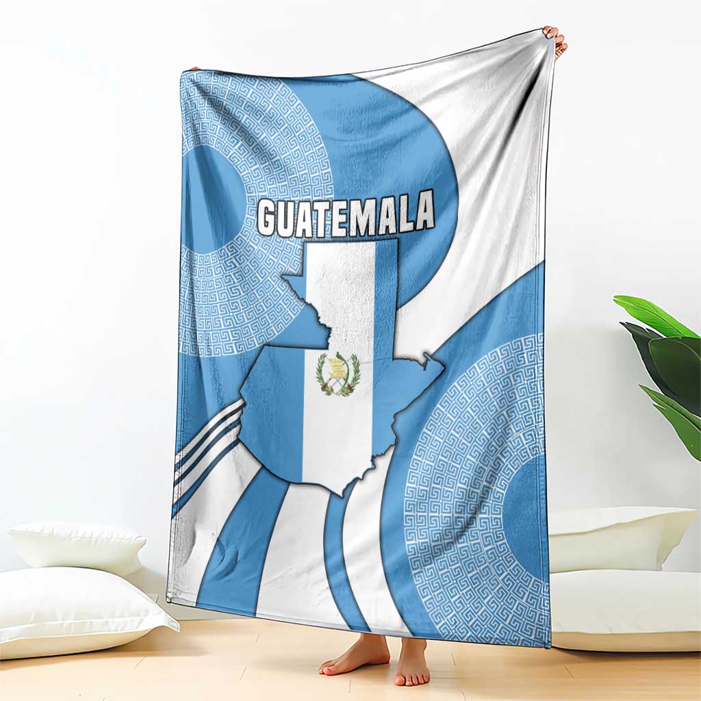 Guatemala Flag Map Blanket with Blue White Swirl and Geometric Pattern Design - Wonder Print Shop