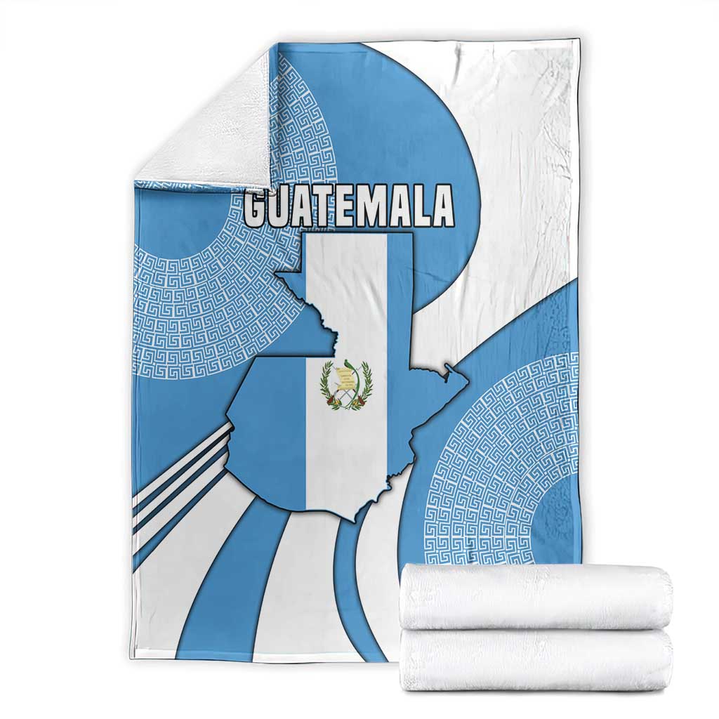 Guatemala Flag Map Blanket with Blue White Swirl and Geometric Pattern Design - Wonder Print Shop